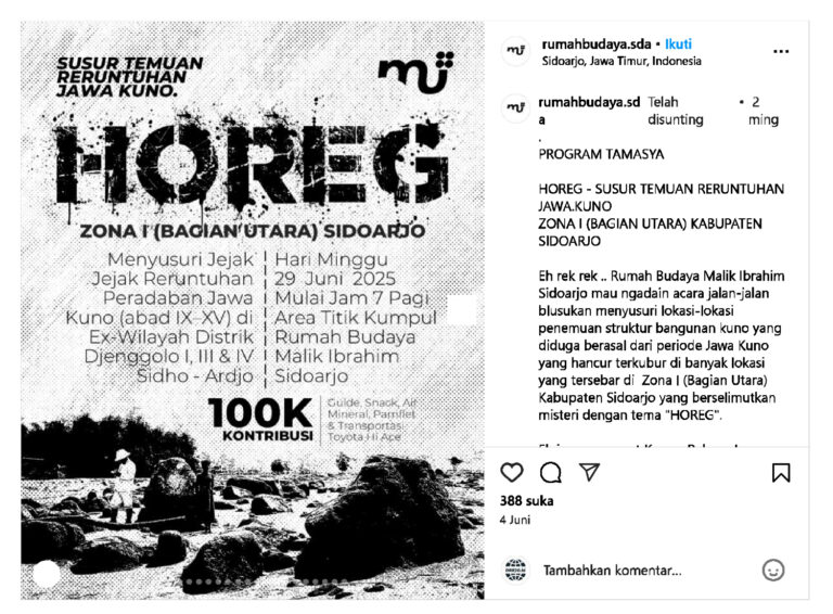 Ayo Ikut ! Rumah Budaya Gelar Aktivitas Susur Temuan Reruntuhan Jawa Kuno